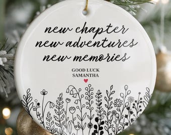 New Chapter Good Luck Ornament, Coworker Leaving, New Job, Bon Voyage Safe Travels, Farewell Divorce Gift, Retirement Gift, Saying Goodbye