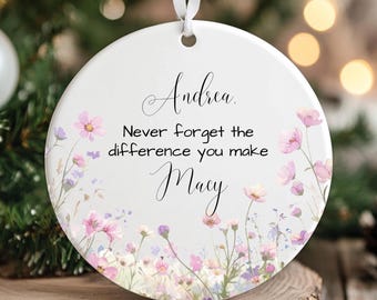 Personalized Friend Ornament 2025 - Custom Christmas Gift for Bestie, Never Forget the Difference You Make, Friend Appreciation Keepsake