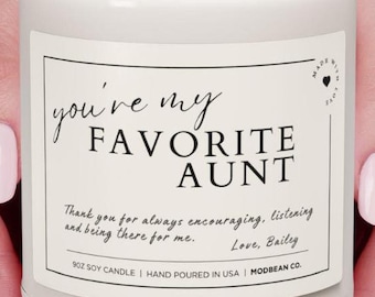 You're My Favorite Aunt Gift - Personalized Gift For Aunt, Gift for Aunt from Niece or Nephew, Aunt Birthday Gift, Christmas Candle for Aunt