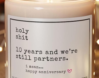 10th Anniversary Partner Gift - Cheeky Lesbian Candle, Lesbian Anniversary, Funny LGBT Anniversary, 10 Year For Lesbian Girlfriend Wife