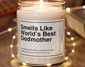 Smells Like Worlds Best Godmother Candle, Christmas Candles, God Mother Gift Godmother Proposal Gift God Parents Proposal Gift For Godmother