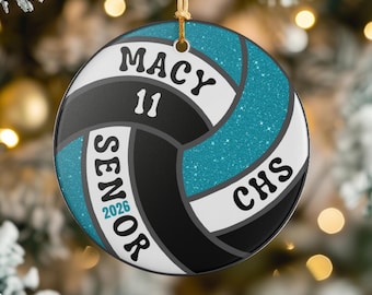 Personalized Senior Volleyball Ceramic Ornament, Custom Girls Volleyball Gifts Class of 2026 Volleyball Player Gift, Senior Team Gift