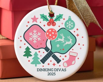 Custom Pickleball Ornament, Pickle ball Player Ornament, Personalized Pickleball Team Gift, Pickleball Christmas 2025 Pickleball Party Decor