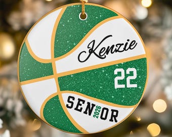 Personalized Senior Basketball Ceramic Ornament, Custom Girls Basketball Gifts Class of 2026 Basketball Player Number Gift, Senior Team Gift