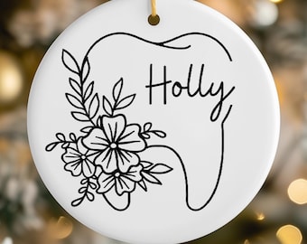 Personalized Dentist Tooth Ornament, Dental Hygienist Dental Assistant Gifts, Dental Student Gift, Gifts for Dentist Dental Office Decor