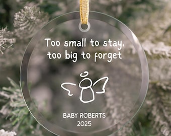 Custom Angel Baby Glass Ornament, Personalized Baby Loss Memorial Gift Miscarriage Child Remembrance Angel Mom Sympathy Gifts Stillborn Loss