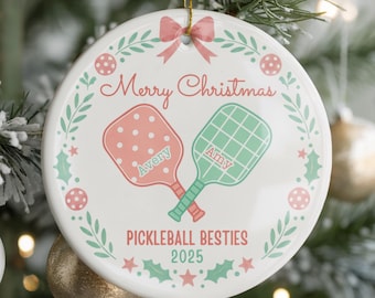 Custom Pickleball Ornament, Pickle ball Bestie Ornament, Pickleball Couples, Pickleball Lover, Pickleball Christmas, Pickleball Party Decor