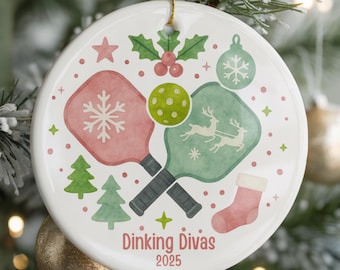Custom Pickleball Ornament, Pickle ball Player Ornament, Personalized Pickleball Team Gift, Pickleball Christmas 2025 Pickleball Party Decor