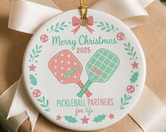 Pickleball Ornament Personalized, Custom Pickleball Partner Gift, Pickleball Couple Ornament, Pickleball Lover Gifts Christmas Pickleball