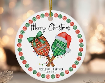 Pickleball Ornament Personalized, Custom Pickleball Partner Gift, Pickleball Couple Ornament, Pickleball Lover Gifts Christmas Pickleball