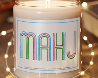 MAHJ Soy Candle | Mahjong Lover Gift | Mahjong Club Gift | Mahjong Night Decor | Mahj Hostess Gift | Mahjong Group Gift | Christmas Mahjong