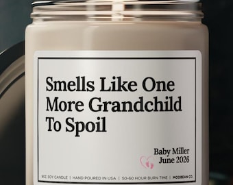 Custom Pregnancy Reveal Candle Gift, Grandparents Again Gift for Parents, Baby Reveals, Gift for Grandparents,  Pregnant Again Grandchild