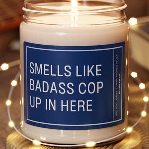 Police Officer Badass Cop Gift, Cop Wife Gift, Police Husband, Gift for New Cop, Cop Graduation Gift, Police Christmas Candle,Thin Blue Line
