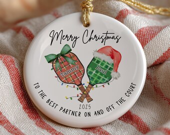 To The Best Partner On And Off the Court - Pickle ball Ornament, Custom Pickleball Partner Gift, Pickleball Couples, Pickleball Christmas