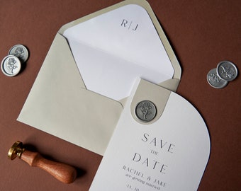 Save the Date Cards, Half Arch Save the Date Card, Wedding Announcements, Wedding Invitation Suite, Wax Seal Invite, Save the Dates