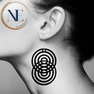 BOHO Style Earrings | WOODEN EARRINGS | dangle earrings | round Earrings | gift | geometric earrings | circle earrings | Black earrings