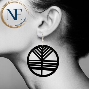BOHO Style Earrings | WOODEN EARRINGS | dangle earrings | round Earrings | gift | tree earrings | circle earrings | Black earrings