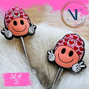 Stitch Stoppers | SMILEY | HEARTS | LOVE | Needle Stoppers | Knitting Needle Point Protectors | gift for knitters | gift | knitting tools