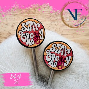 Stitch Stoppers | PEACE | stay GROOVY | LOVE | Needle Stoppers | Knitting Needle Point Protectors | gift for knitters | gift