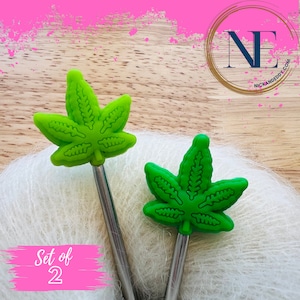Stitch Stoppers | HANF | nature | Leafe | Needle Stoppers | Knitting Needle Point Protectors | gift for knitters | gift