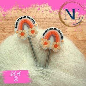 Stitch Stoppers | HAPPY | HIPPY | RAINBOW | Needle Stoppers | Knitting Needle Point Protectors | gift for knitters | gift | knitting tools