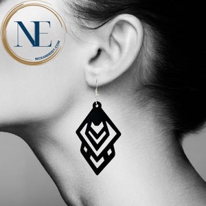 BOHO Style Earrings | WOODEN EARRINGS | dangle earrings | trendy Earrings | gift | geometric earrings | rhombus earrings | Black earrings