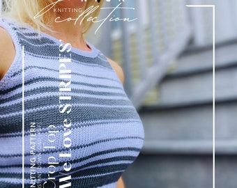 Knitting Pattern | Crop Top | Summer Top | Sleeveless | Woman | Girl | Stripes | Instant Download - PDF | by NickandEddy | Size XS-7XL