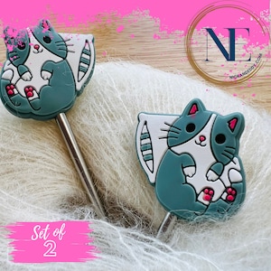 Stitch Stoppers | CAT | KITTY | Needle Stoppers | Knitting Needle Point Protectors | gift for knitters | gift | knitting tools