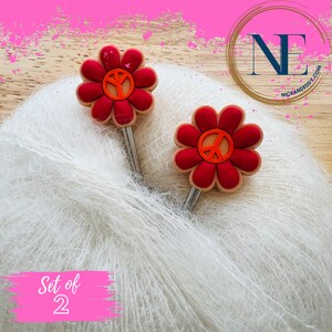 Stitch Stoppers | PEACE | love | FLOWER | Needle Stoppers | Knitting Needle Point Protectors | gift for knitters | gift