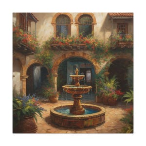 Spanish Courtyard 11 / Canvas Gallery Wrap / Spanish Art / Spanish Wall Art / Art Prints Spanish / Spanish Artwork / Spanish Painting