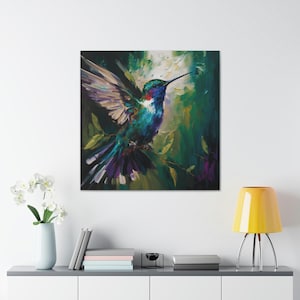 Happy Hummingbird 6 / Canvas Gallery Wrap / Hummingbird Art / Hummingbird Print / Hummingbird Wall Art / Hummingbird Painting