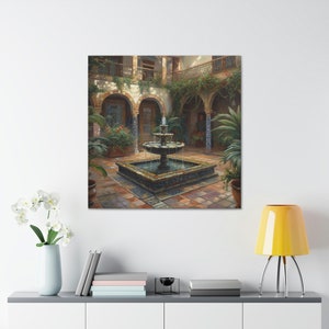 Spaanse binnenplaats 8 / Canvas Gallery Wrap / Spaanse kunst / Spaanse Wall Art / Art Prints Spaanse / Spaanse kunstwerken / Spaanse schilderkunst
