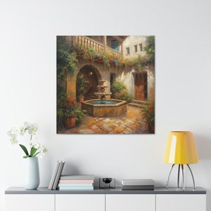 Spanish Courtyard 12 / Canvas Gallery Wrap / Spanish Art / Spanish Wall Art / Art Prints Spanish / Spanish Artwork / Spanish Painting