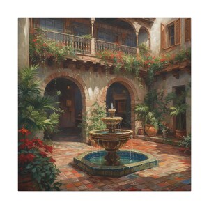 Spanish Courtyard 4 / Canvas Gallery Wrap / Spanish Art / Spanish Wall Art / Art Prints Spanish / Spanish Artwork / Spanish Painting