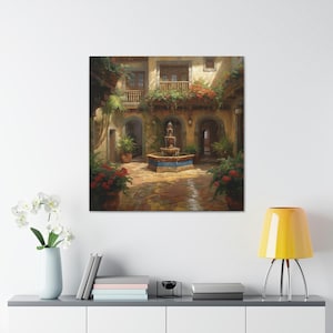 Spanish Courtyard 3 / Canvas Gallery Wrap / Spanish Art / Spanish Wall Art / Art Prints Spanish / Spanish Artwork / Spanish Painting