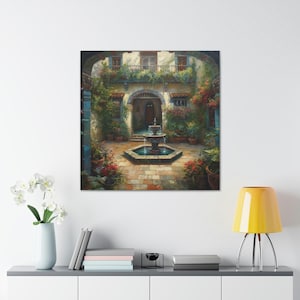 Spanish Courtyard 9 / Canvas Gallery Wrap / Spanish Art / Spanish Wall Art / Art Prints Spanish / Spanish Artwork / Spanish Painting