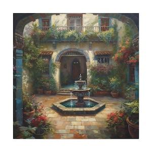 Spanish Courtyard 9 / Canvas Gallery Wrap / Spanish Art / Spanish Wall Art / Art Prints Spanish / Spanish Artwork / Spanish Painting