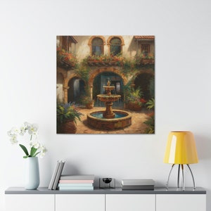 Spaanse binnenplaats 11 / Canvas Gallery Wrap / Spaanse kunst / Spaanse kunst aan de muur / Art Prints Spaans / Spaanse kunstwerken / Spaanse schilderkunst