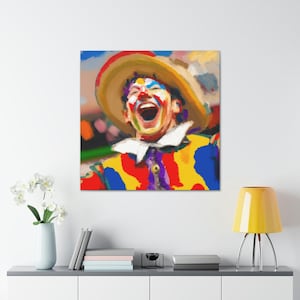 Rodeo Clown 11 / Canvas Gallery Wrap / Rodeo Art / Clown Painting / Clown Print / Clown Art / Circus Print / Vibrant Clown Art
