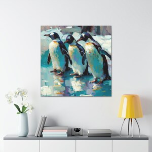 Playful Penguins 4 / Canvas Gallery Wrap / Penguin Wall Art / Penguin Gifts / Penguin Art / Penguin Painting / Penguin Print / Penguin Decor