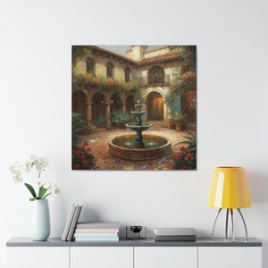 Spaanse binnenplaats 7 / Canvas Gallery Wrap / Spaanse kunst / Spaanse Wall Art / Art Prints Spaanse / Spaanse kunstwerken / Spaanse schilderkunst