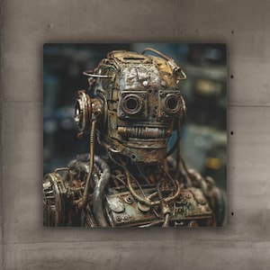 Rusty Robot 8 / Metal Art Sign / Robot Art / Robot Wall Art / Scrap Metal Robot / Recycled Robot / Retro Robot Poster / Robot Decor