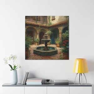Spanish Courtyard 5 / Canvas Gallery Wrap / Spanish Art / Spanish Wall Art / Art Prints Spanish / Spanish Artwork / Spanish Painting