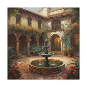Spanish Courtyard 7 / Canvas Gallery Wrap / Spanish Art / Spanish Wall Art / Art Prints Spanish / Spanish Artwork / Spanish Painting