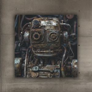 Rusty Robot 6 / Metal Art Sign / Robot Art / Robot Wall Art / Scrap Metal Robot / Recycled Robot / Retro Robot Poster / Robot Decor