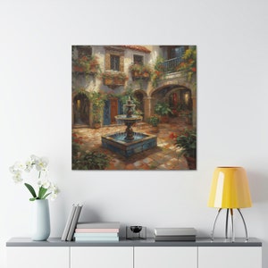 Spanish Courtyard 6 / Canvas Gallery Wrap / Spanish Art / Spanish Wall Art / Art Prints Spanish / Spanish Artwork / Spanish Painting