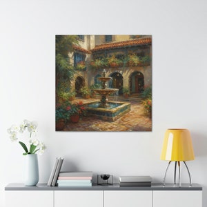 Spanish Courtyard 10 / Canvas Gallery Wrap / Spanish Art / Spanish Wall Art / Art Prints Spanish / Spanish Artwork / Spanish Painting