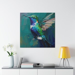 Happy Hummingbird 5 / Canvas Gallery Wrap / Hummingbird Art / Hummingbird Print / Hummingbird Wall Art / Hummingbird Painting