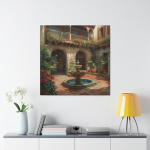 Spaanse binnenplaats 4 / Canvas Gallery Wrap / Spaanse kunst / Spaanse Wall Art / Art Prints Spaanse / Spaanse kunstwerken / Spaanse schilderkunst