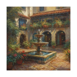 Spanish Courtyard 10 / Canvas Gallery Wrap / Spanish Art / Spanish Wall Art / Art Prints Spanish / Spanish Artwork / Spanish Painting